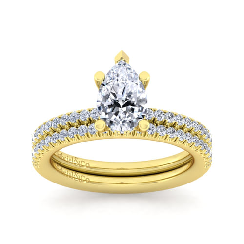 14K Yellow Gold Pear Shape Diamond Engagement Ring