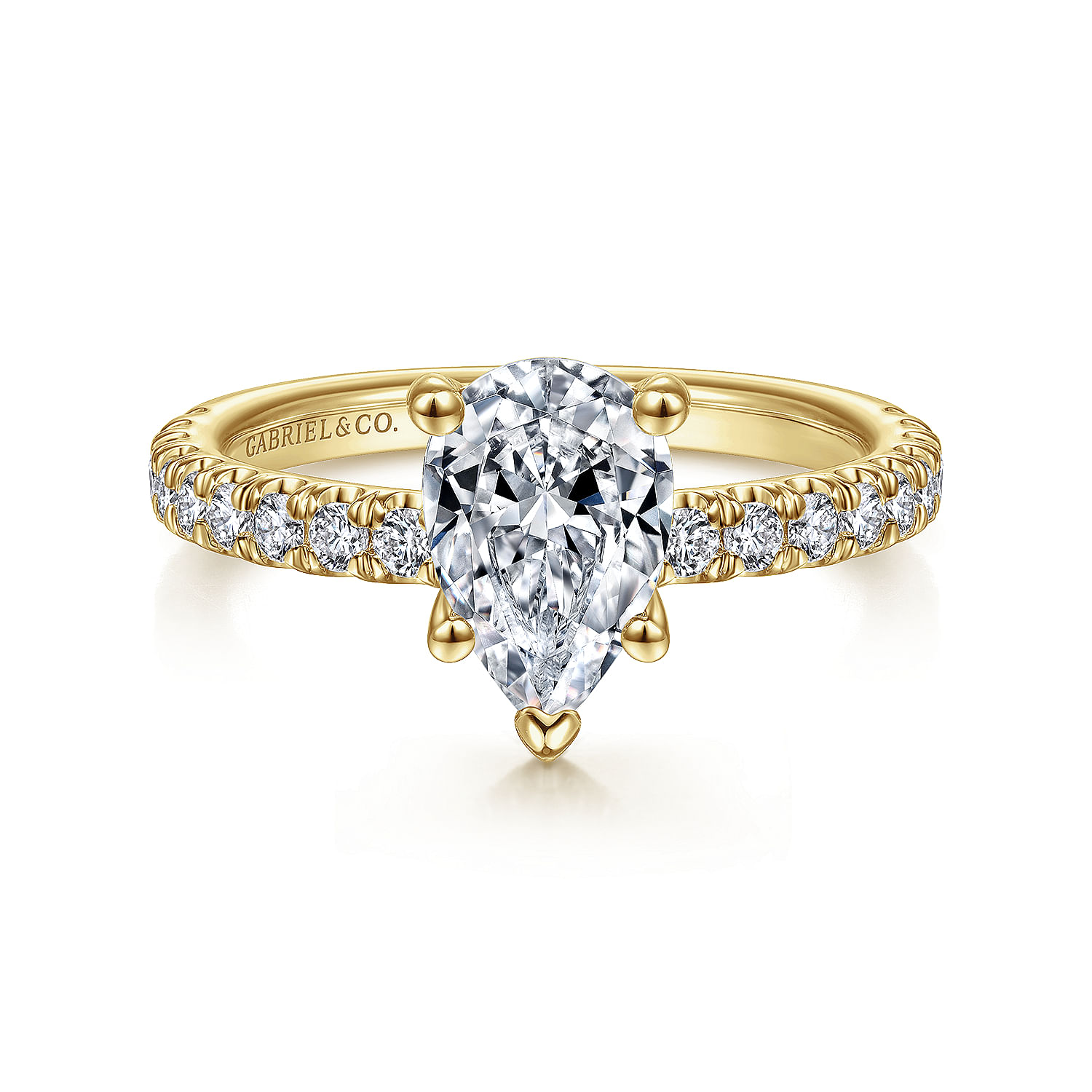Gabriel - 14K Yellow Gold Pear Shape Diamond Engagement Ring