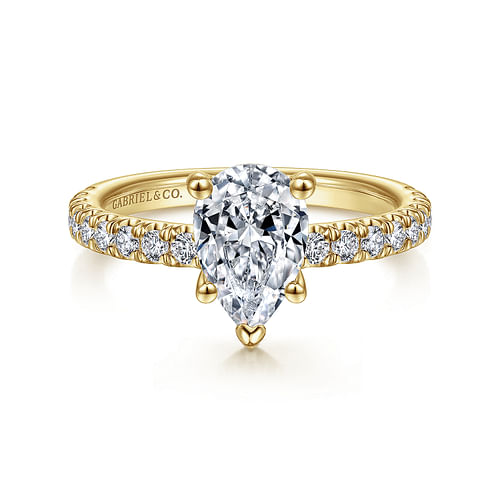 14K Yellow Gold Pear Shape Diamond Engagement Ring