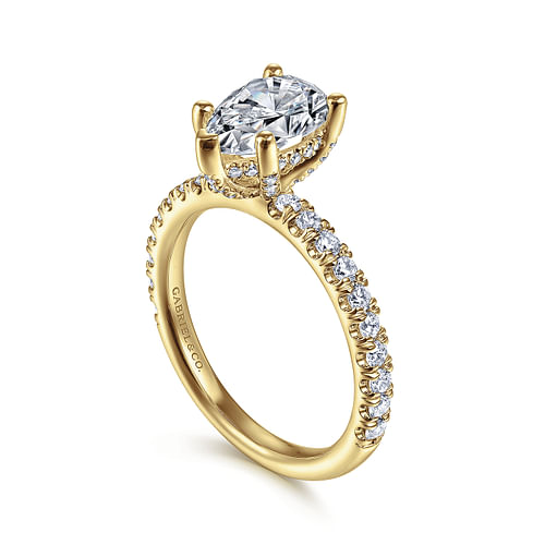 14K Yellow Gold Pear Shape Diamond Engagement Ring