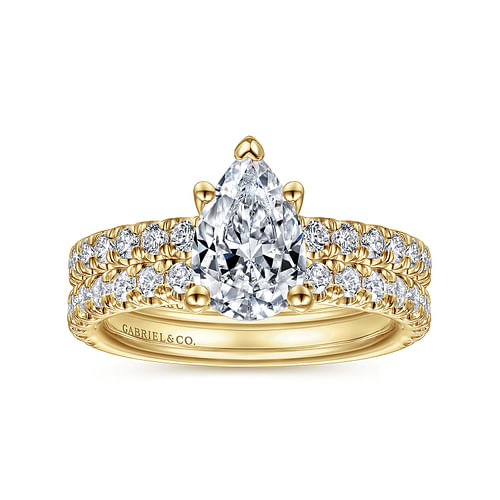 14K Yellow Gold Pear Shape Diamond Engagement Ring