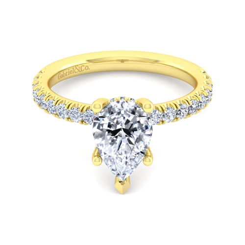 14K Yellow Gold Pear Shape Diamond Engagement Ring