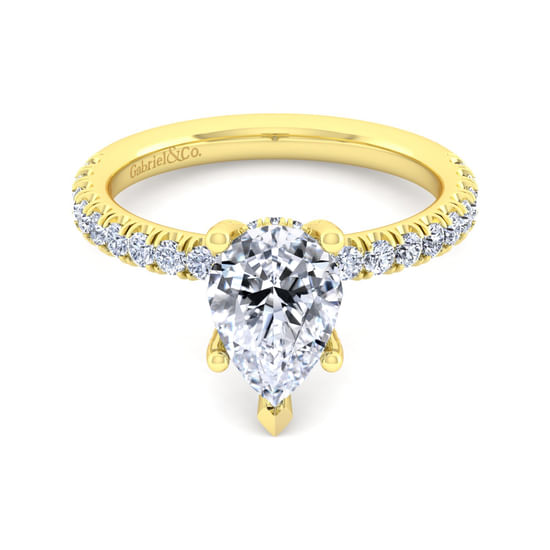 Gabriel - 14K Yellow Gold Pear Shape Diamond Engagement Ring