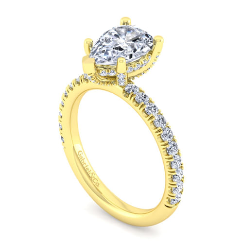 14K Yellow Gold Pear Shape Diamond Engagement Ring