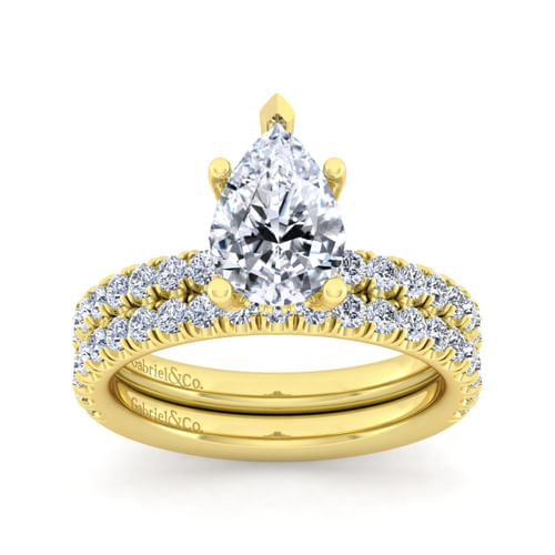14K Yellow Gold Pear Shape Diamond Engagement Ring