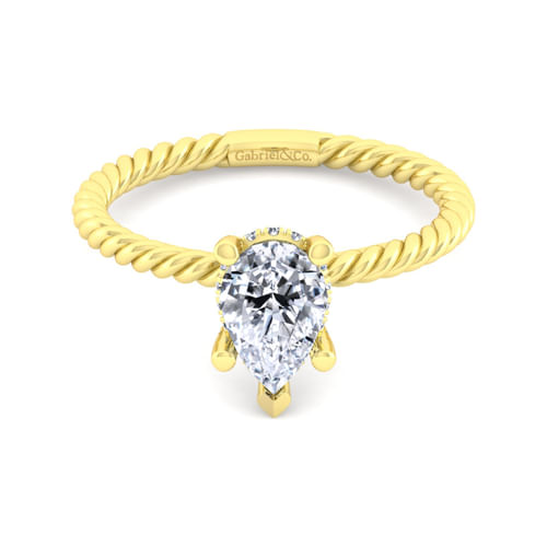 14K Yellow Gold Pear Shape Diamond Engagement Ring