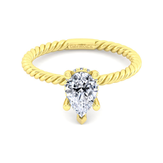 Gabriel - 14K Yellow Gold Pear Shape Diamond Engagement Ring