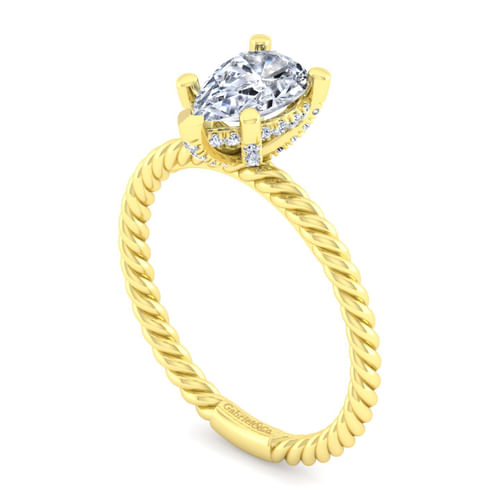 14K Yellow Gold Pear Shape Diamond Engagement Ring