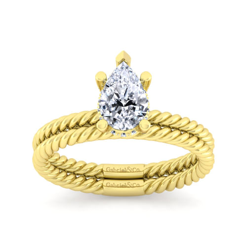 14K Yellow Gold Pear Shape Diamond Engagement Ring