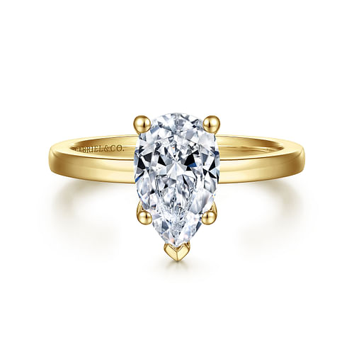 14K Yellow Gold Pear Shape Diamond Engagement Ring