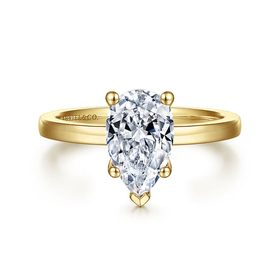 Gabriel - 14K Yellow Gold Pear Shape Diamond Engagement Ring