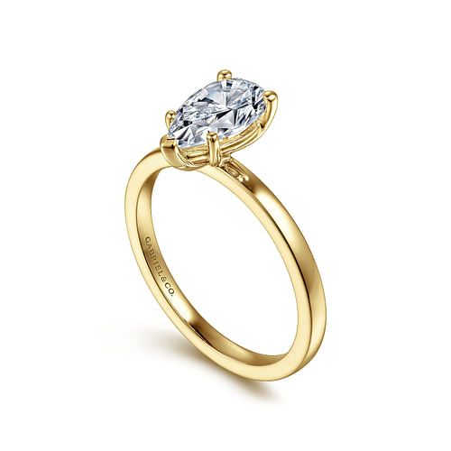 14K Yellow Gold Pear Shape Diamond Engagement Ring