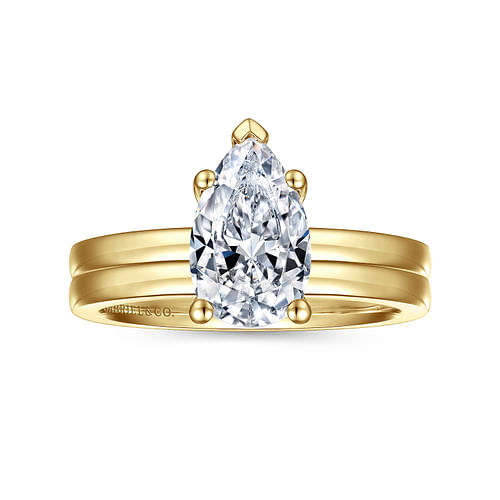 14K Yellow Gold Pear Shape Diamond Engagement Ring