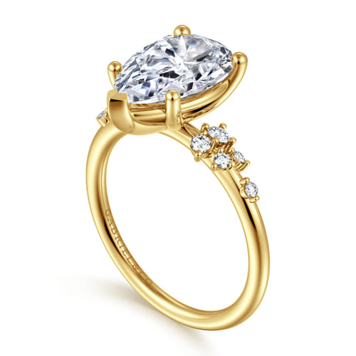 14K Yellow Gold Pear Shape Diamond Engagement Ring