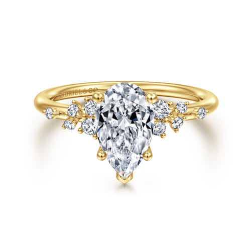 14K Yellow Gold Pear Shape Diamond Engagement Ring