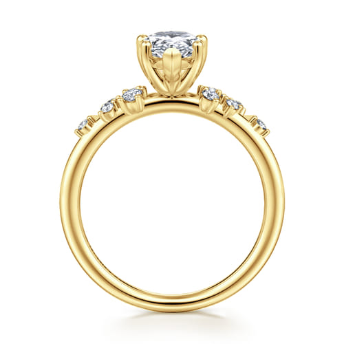 14K Yellow Gold Pear Shape Diamond Engagement Ring