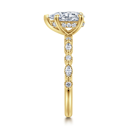 14K Yellow Gold Pear Shape Diamond Engagement Ring