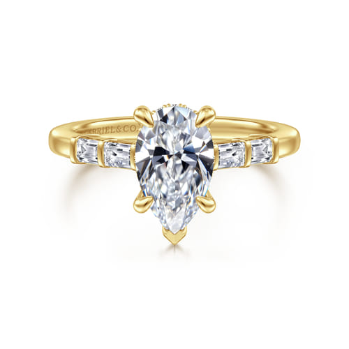 14K Yellow Gold Pear Shape Diamond Engagement Ring