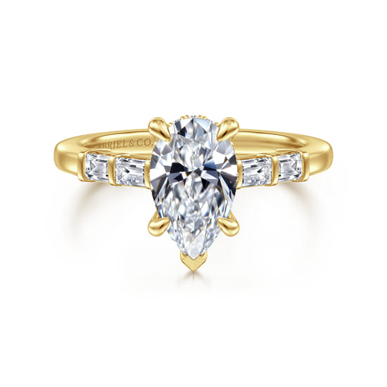Gabriel - 14K Yellow Gold Pear Shape Diamond Engagement Ring