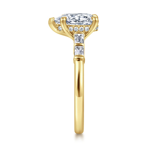 14K Yellow Gold Pear Shape Diamond Engagement Ring