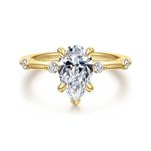 14K Yellow Gold Pear Shape Diamond Engagement Ring