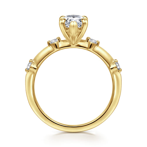 14K Yellow Gold Pear Shape Diamond Engagement Ring