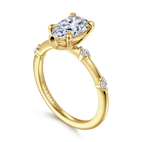 14K Yellow Gold Pear Shape Diamond Engagement Ring