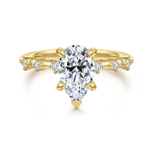 14K Yellow Gold Pear Shape Diamond Engagement Ring