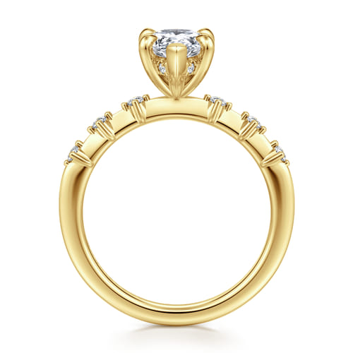 14K Yellow Gold Pear Shape Diamond Engagement Ring