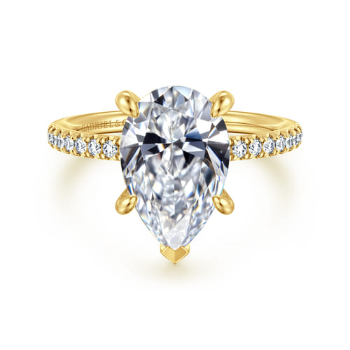 14K Yellow Gold Pear Shape Diamond Engagement Ring