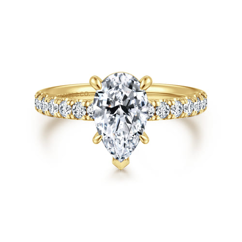 14K Yellow Gold Pear Shape Diamond Engagement Ring