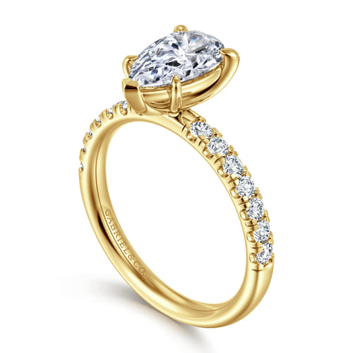 14K Yellow Gold Pear Shape Diamond Engagement Ring