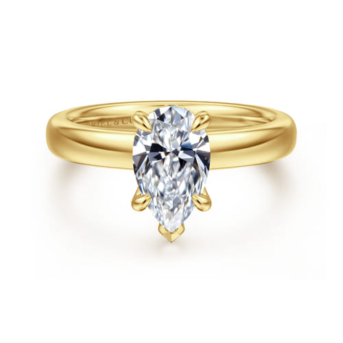 14K Yellow Gold Pear Shape Diamond Engagement Ring