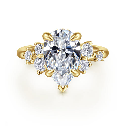 14K Yellow Gold Pear Shape Diamond Engagement Ring