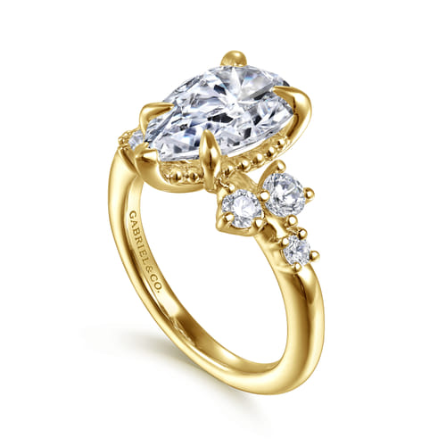 14K Yellow Gold Pear Shape Diamond Engagement Ring