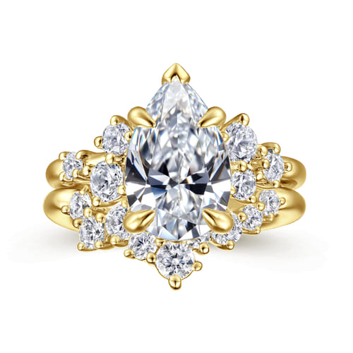 14K Yellow Gold Pear Shape Diamond Engagement Ring