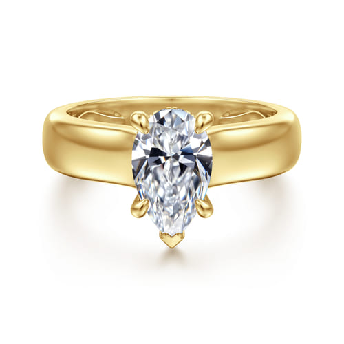 14K Yellow Gold Pear Shape Diamond Engagement Ring