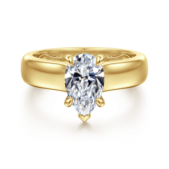 Gabriel - 14K Yellow Gold Pear Shape Diamond Engagement Ring