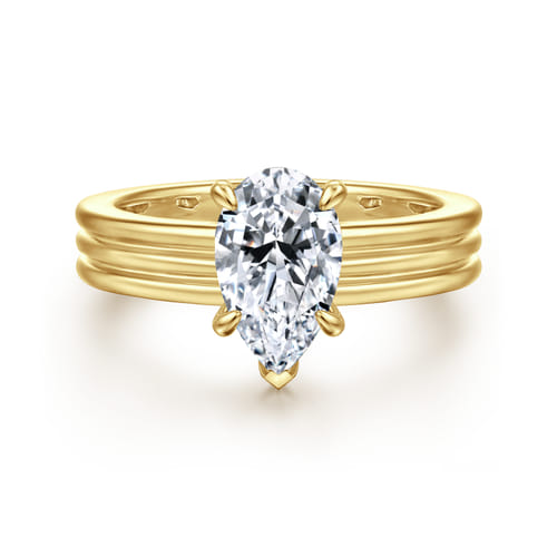 14K Yellow Gold Pear Shape Diamond Engagement Ring