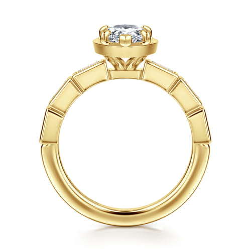 14K Yellow Gold Pear Shape Diamond Engagement Ring