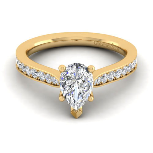 14K Yellow Gold Pear Shape Diamond Engagement Ring