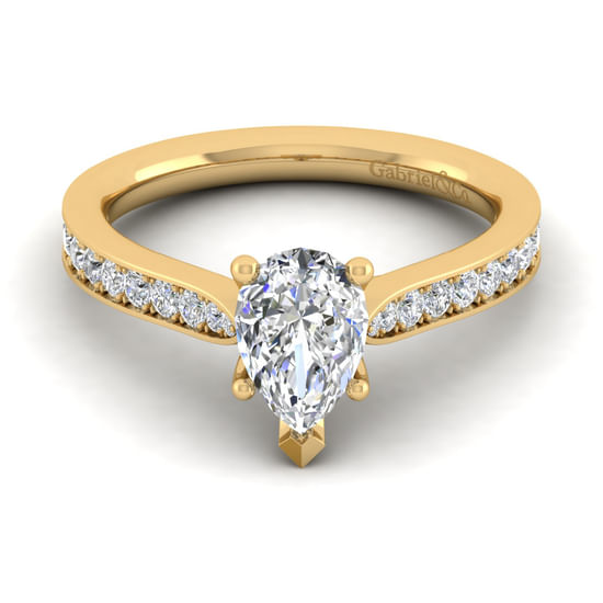 Gabriel - 14K Yellow Gold Pear Shape Diamond Engagement Ring
