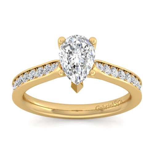 14K Yellow Gold Pear Shape Diamond Engagement Ring
