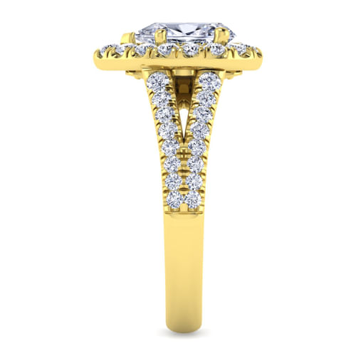 14K Yellow Gold Pear Shape Halo Diamond Engagement Ring