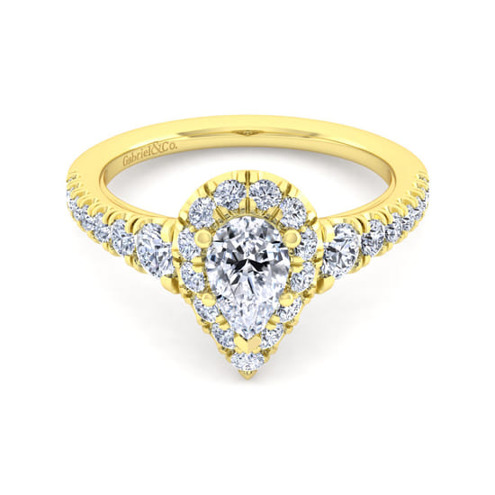 Gabriel - 14K Yellow Gold Pear Shape Halo Diamond Engagement Ring Gabriel - 14K Yellow Gold Pear Shape Halo Diamond Engagement Ring