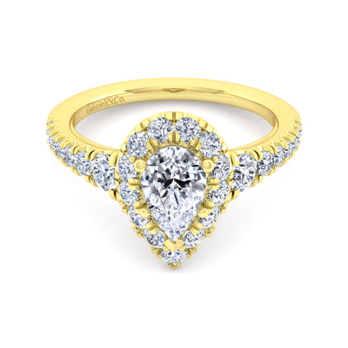14K Yellow Gold Pear Shape Halo Diamond Engagement Ring 14K Yellow Gold Pear Shape Halo Diamond Engagement Ring