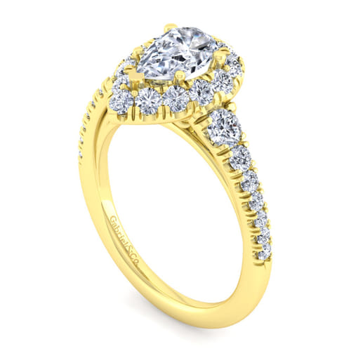 14K Yellow Gold Pear Shape Halo Diamond Engagement Ring 14K Yellow Gold Pear Shape Halo Diamond Engagement Ring