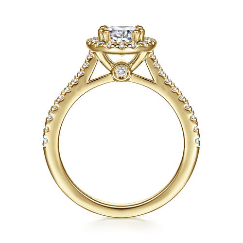 14K Yellow Gold Pear Shape Halo Diamond Engagement Ring