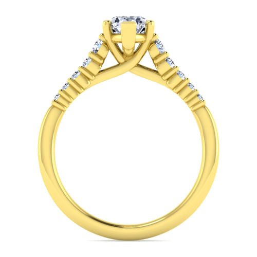 14K Yellow Gold Pear Shape Halo Diamond Engagement Ring