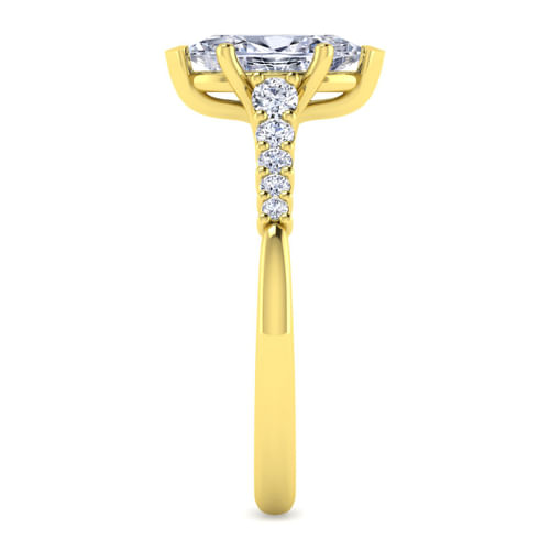 14K Yellow Gold Pear Shape Halo Diamond Engagement Ring